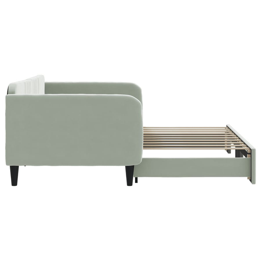 Slaapbank Fluweel Lichtgrijs 90 x 190 cm met onderschuifbed