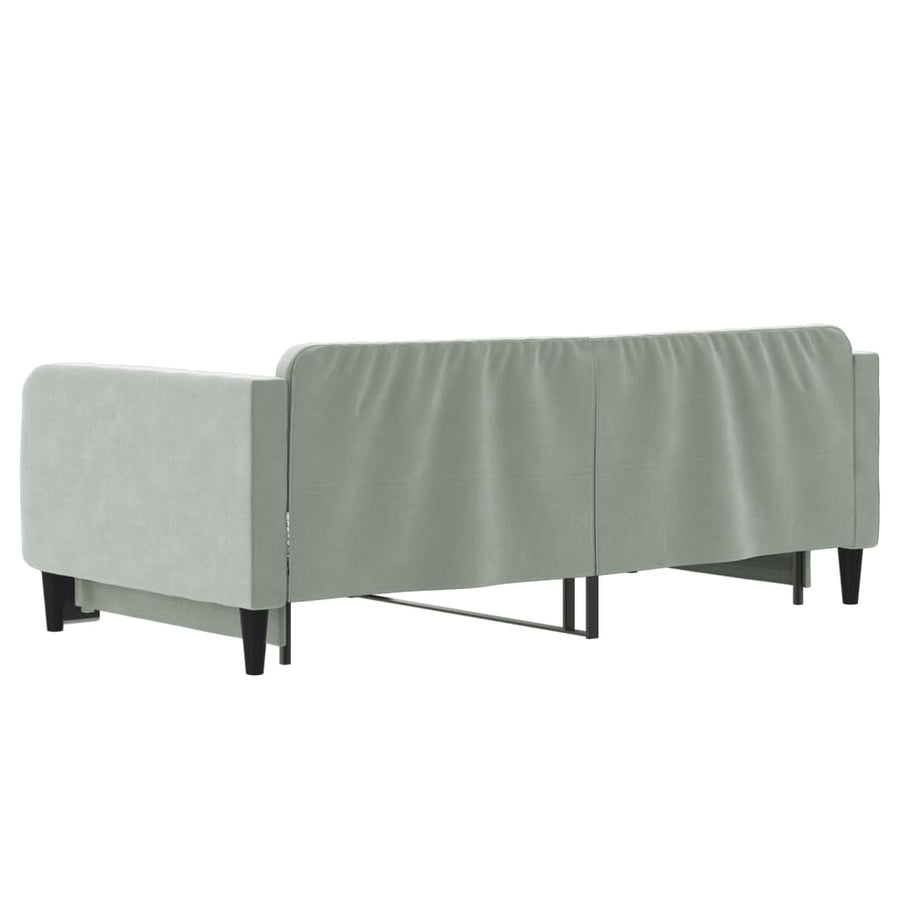 Slaapbank Fluweel Lichtgrijs 90 x 190 cm met onderschuifbed