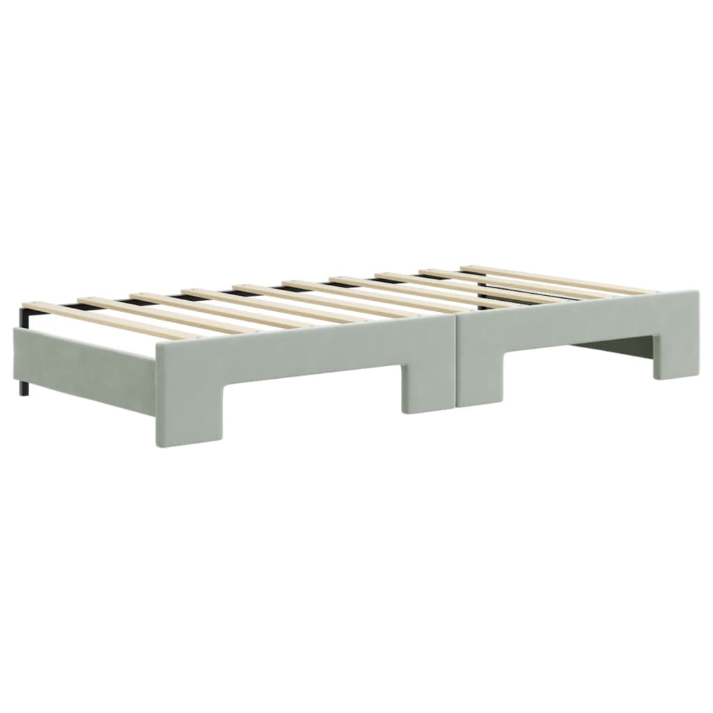 Slaapbank Fluweel Lichtgrijs 90 x 190 cm met onderschuifbed