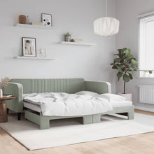 Slaapbank Fluweel Lichtgrijs 90 x 190 cm met onderschuifbed