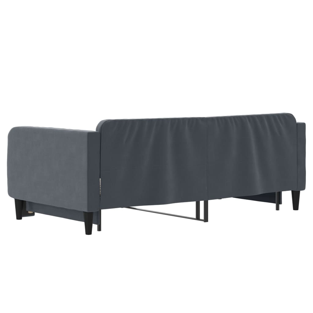 Slaapbank met onderschuifbed 90x190 cm fluweel donkergrijs
