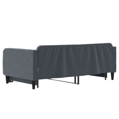 Slaapbank met onderschuifbed 90x190 cm fluweel donkergrijs
