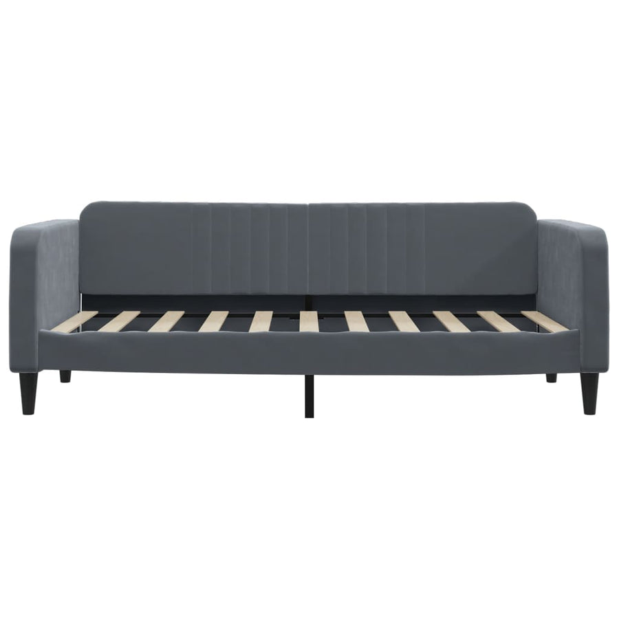 Slaapbank met onderschuifbed 90x190 cm fluweel donkergrijs