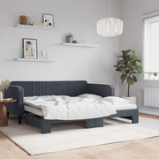 Slaapbank onderschuifbed 90x190 cm fluweel donkergrijs