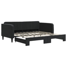 Slaapbank Fluweel 90 x 190 cm Zwart met onderschuifbed