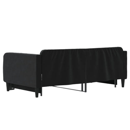 Slaapbank Fluweel 90 x 190 cm Zwart met onderschuifbed