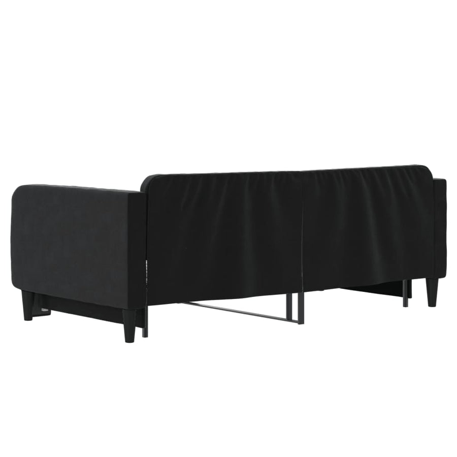 Slaapbank Fluweel 90 x 190 cm Zwart met onderschuifbed