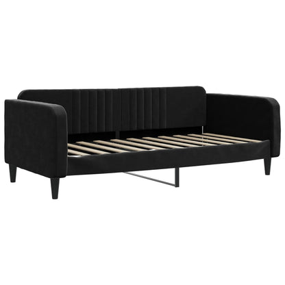 Slaapbank Fluweel 90 x 190 cm Zwart met onderschuifbed