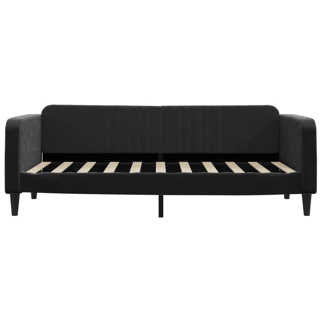 Slaapbank Fluweel 90 x 190 cm Zwart met onderschuifbed