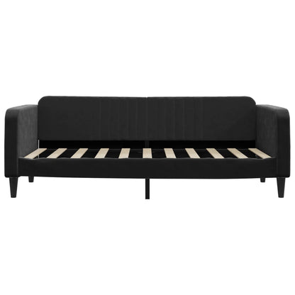Slaapbank Fluweel 90 x 190 cm Zwart met onderschuifbed