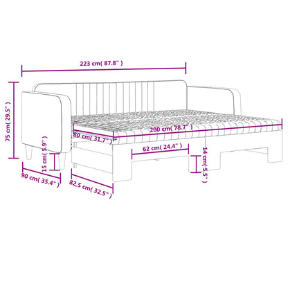 Slaapbank onderschuifbed en matrassen 80x200 cm fluweel blauw