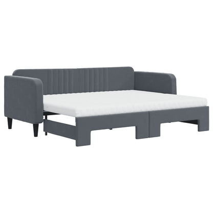 Slaapbank Onderschuifbed Matrassen 80X200Cm Fluweel 80 x 200 cm Donkergrijs