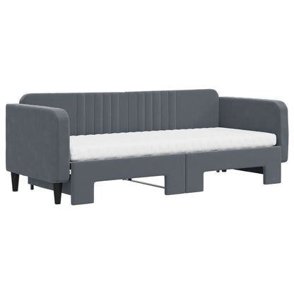 Slaapbank Onderschuifbed Matrassen 80X200Cm Fluweel 80 x 200 cm Donkergrijs