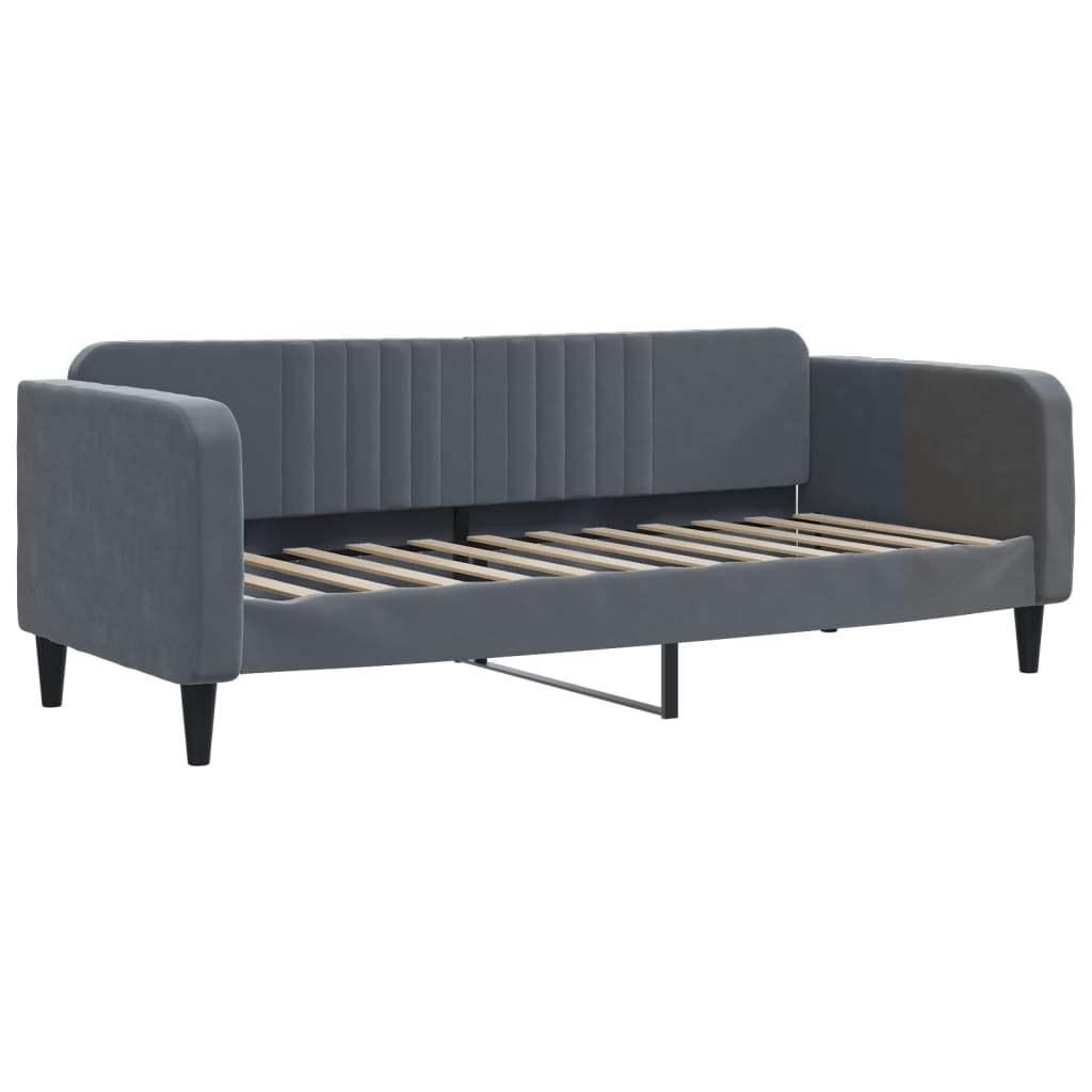 Slaapbank Onderschuifbed Matrassen 80X200Cm Fluweel 80 x 200 cm Donkergrijs