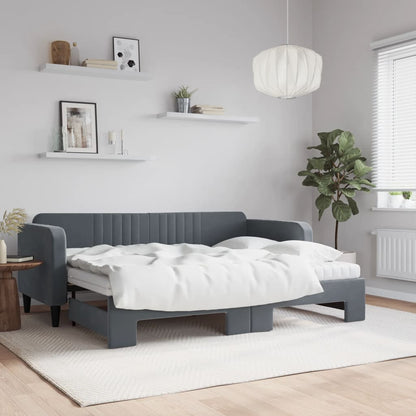 Slaapbank Onderschuifbed Matrassen 80X200Cm Fluweel 80 x 200 cm Donkergrijs