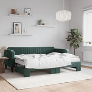 Slaapbank onderschuifbed 80x200 cm donkergroen fluweel