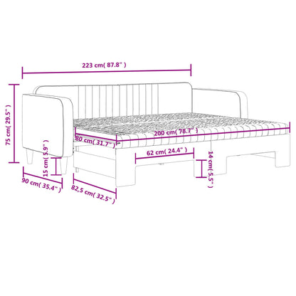 Slaapbank onderschuifbed en matrassen 80x200 cm fluweel roze