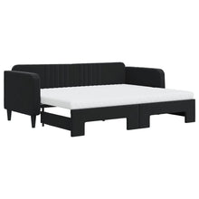 Slaapbank Onderschuifbed En Matrassen Fluweel 80 x 200 cm Zwart met onderschuifbed en matras