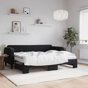Slaapbank onderschuifbed 80x200 cm fluweel zwart