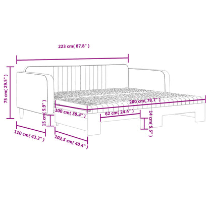 Slaapbank onderschuifbed en matrassen 100x200 cm fluweel roze
