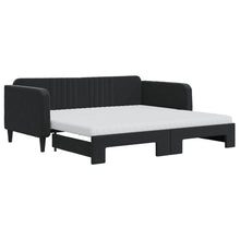 Slaapbank Onderschuifbed En Matrassen Fluweel 90 x 190 cm Zwart met onderschuifbed en matras