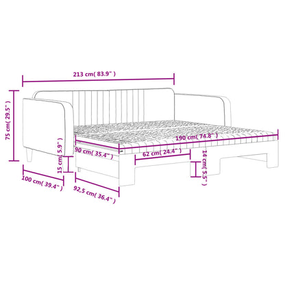 Slaapbank Onderschuifbed En Matrassen Fluweel 90 x 190 cm Zwart met onderschuifbed en matras
