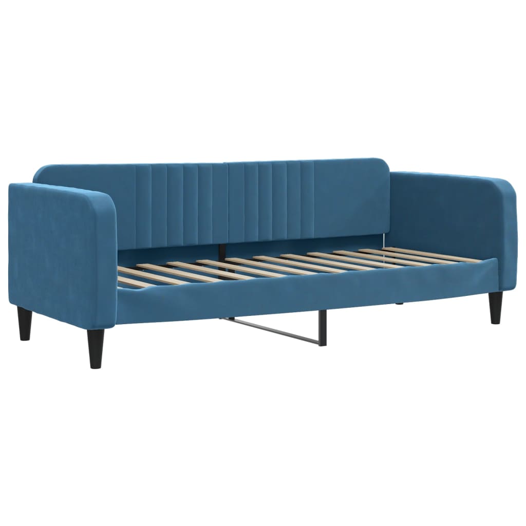 Slaapbank met onderschuifbed en lades 80x200 cm fluweel blauw