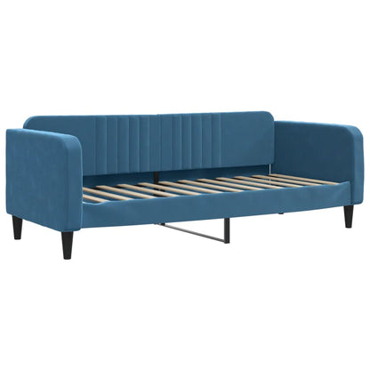 Slaapbank met onderschuifbed en lades 80x200 cm fluweel blauw
