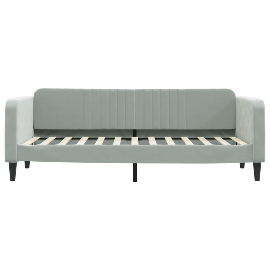 Slaapbank Onderschuifbed En Lades Fluweel Lichtgrijs 80 x 200 cm met onderschuifbed en lade