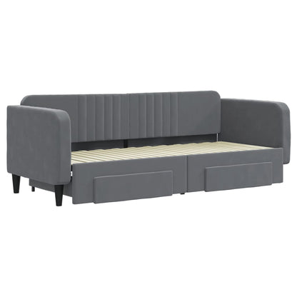 Slaapbank Onderschuifbed En Lades Fluweel 80 x 200 cm Donkergrijs