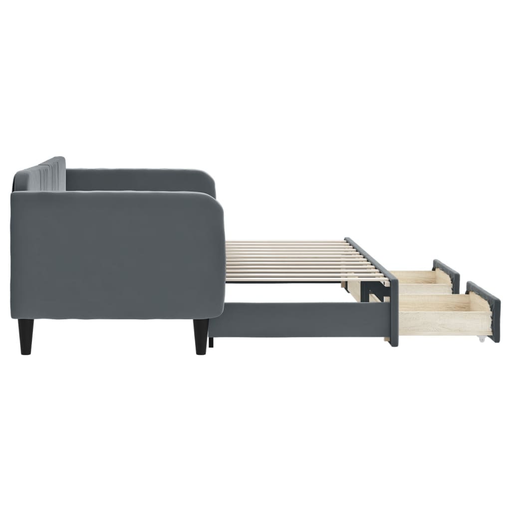 Slaapbank Onderschuifbed En Lades Fluweel 80 x 200 cm Donkergrijs