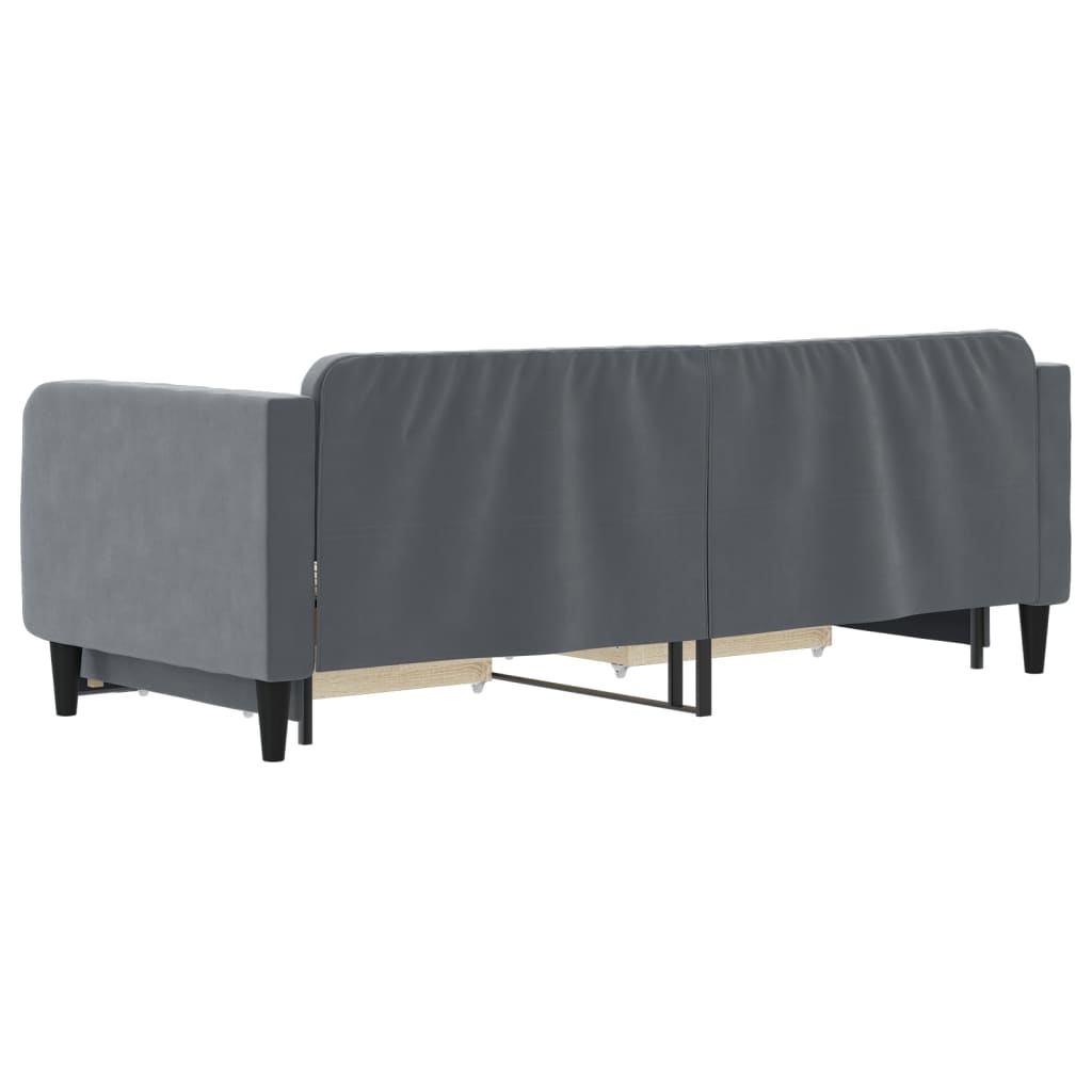 Slaapbank Onderschuifbed En Lades Fluweel 80 x 200 cm Donkergrijs