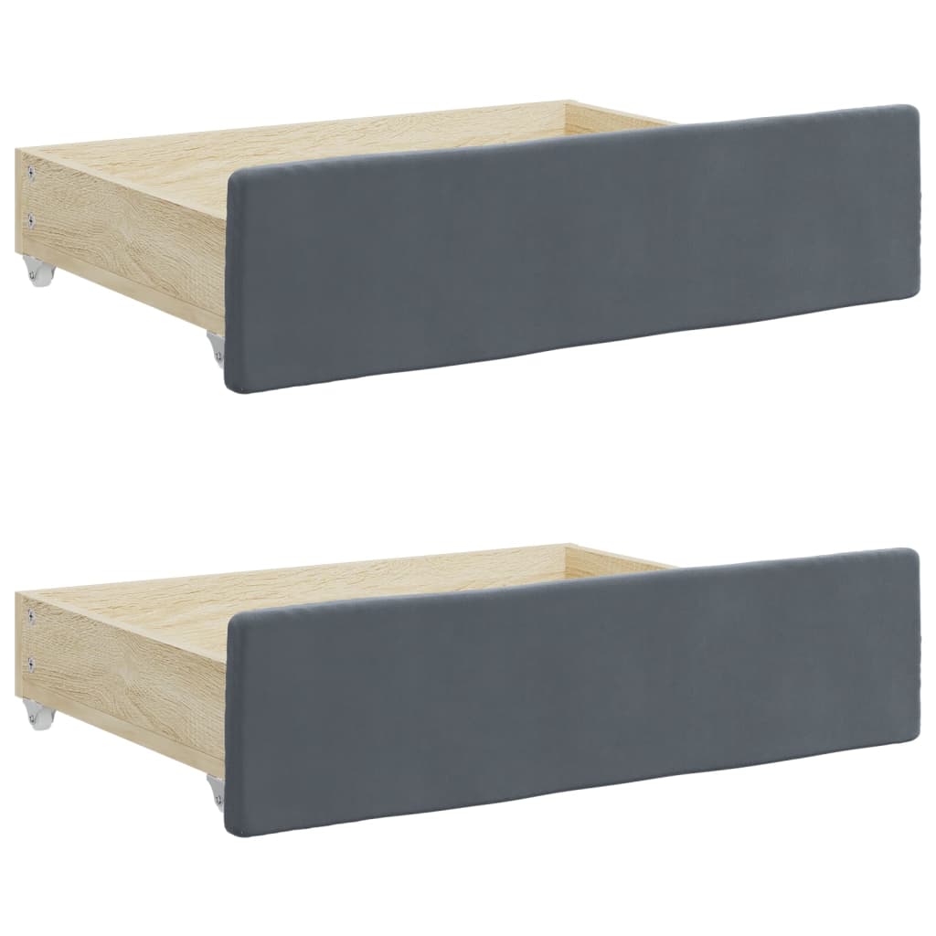 Slaapbank Onderschuifbed En Lades Fluweel 80 x 200 cm Donkergrijs