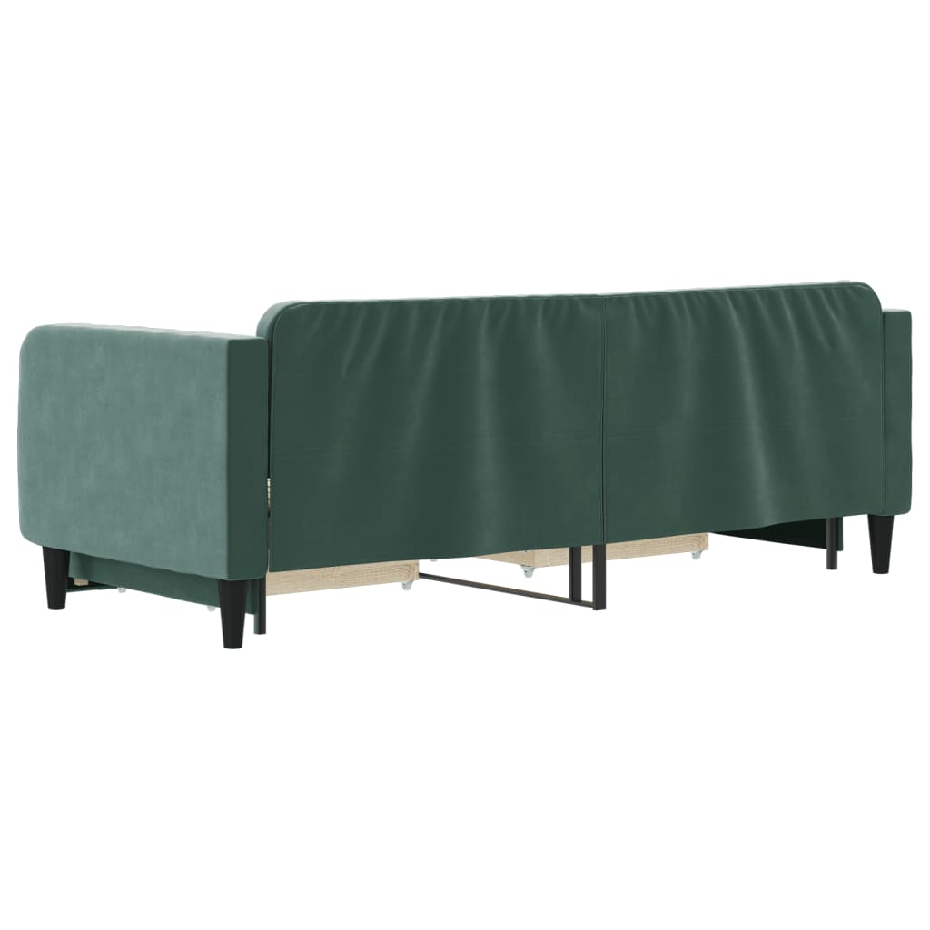 Slaapbank Onderschuifbed En Lades Fluweel Donkergroen 80 x 200 cm met onderschuifbed en lade