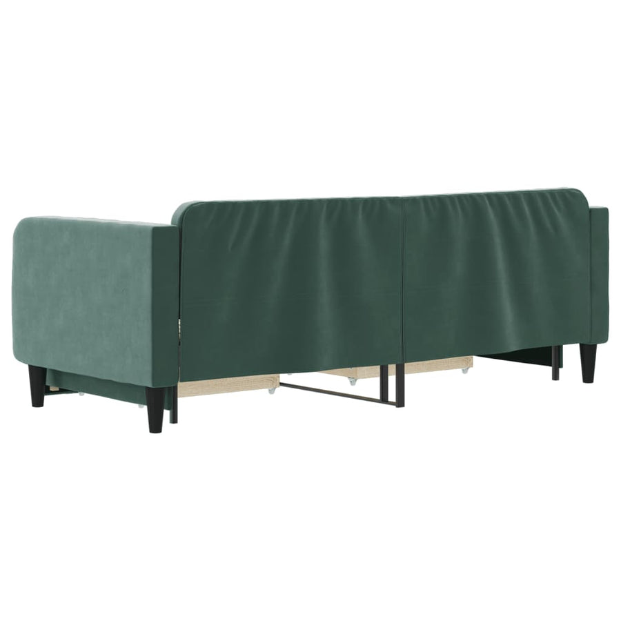 Slaapbank Onderschuifbed En Lades Fluweel Donkergroen 80 x 200 cm met onderschuifbed en lade