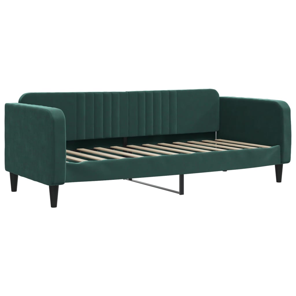 Slaapbank Onderschuifbed En Lades Fluweel Donkergroen 80 x 200 cm met onderschuifbed en lade