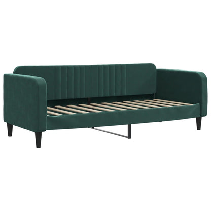 Slaapbank Onderschuifbed En Lades Fluweel Donkergroen 80 x 200 cm met onderschuifbed en lade