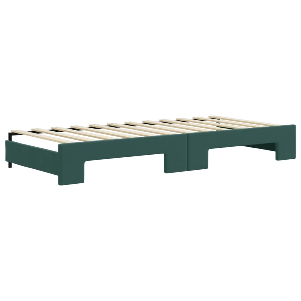 Slaapbank Onderschuifbed En Lades Fluweel Donkergroen 80 x 200 cm met onderschuifbed en lade