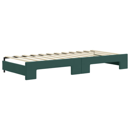 Slaapbank Onderschuifbed En Lades Fluweel Donkergroen 80 x 200 cm met onderschuifbed en lade