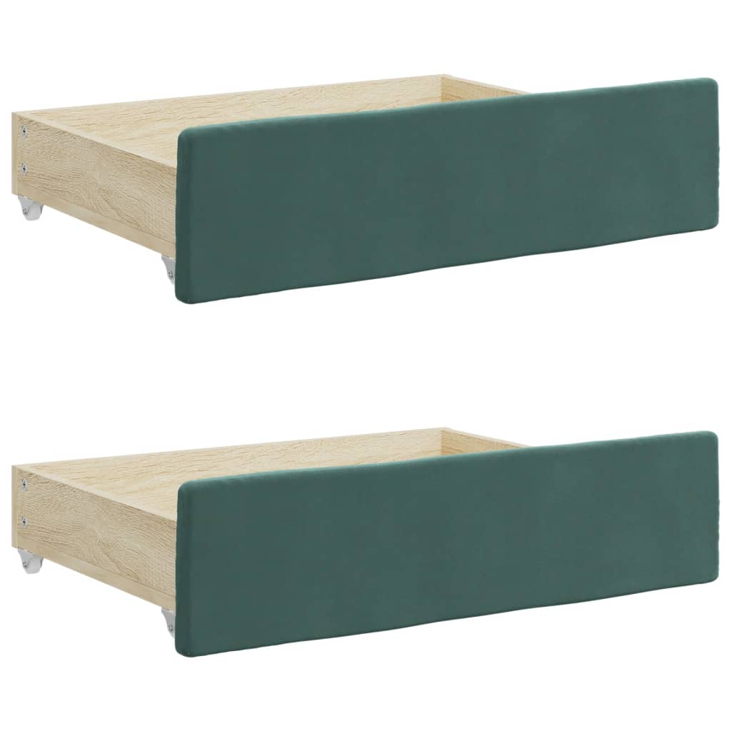 Slaapbank Onderschuifbed En Lades Fluweel Donkergroen 80 x 200 cm met onderschuifbed en lade