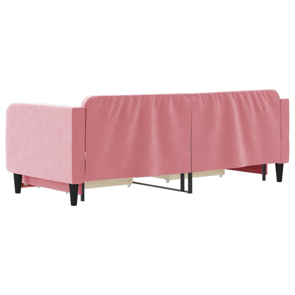 Slaapbank met onderschuifbed en lades 80x200 cm fluweel roze