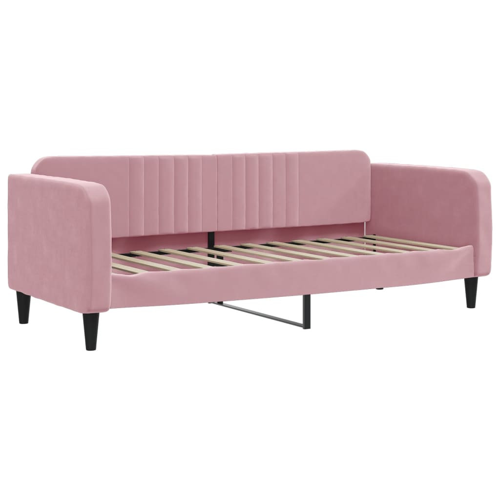 Slaapbank met onderschuifbed en lades 80x200 cm fluweel roze