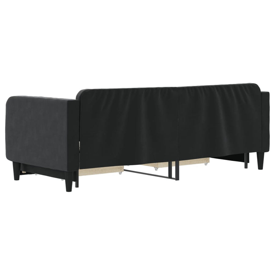 Slaapbank S Fluweel 80 x 200 cm Zwart met onderschuifbed en lade