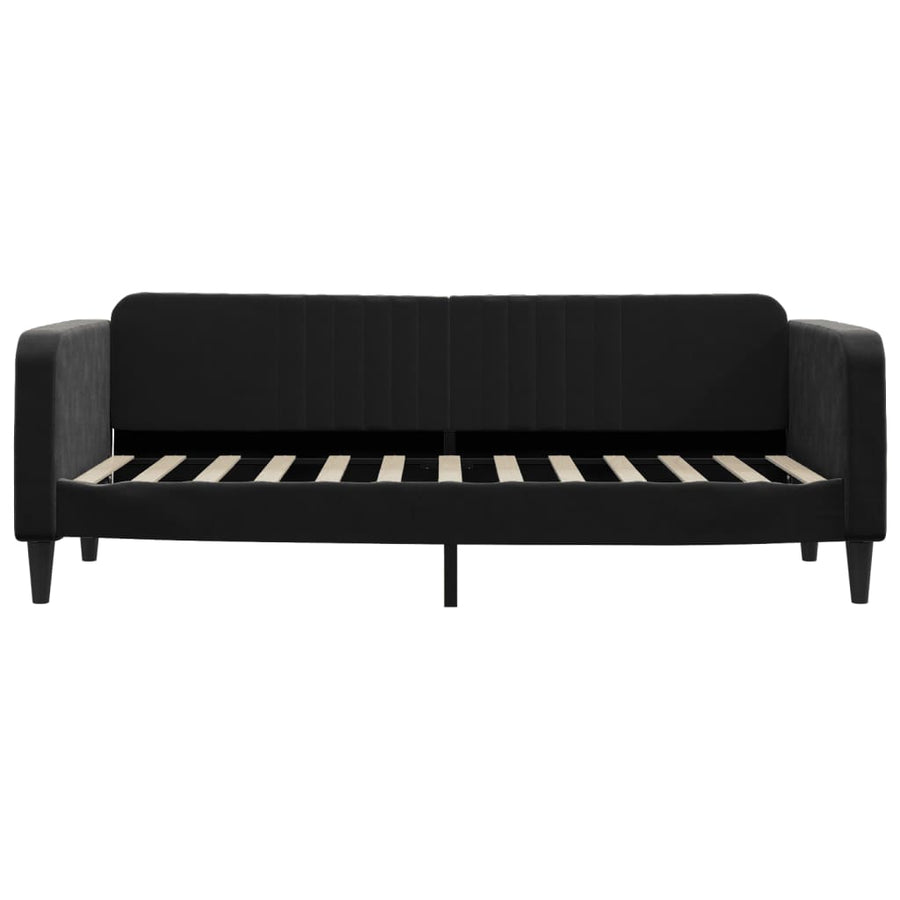 Slaapbank S Fluweel 80 x 200 cm Zwart met onderschuifbed en lade
