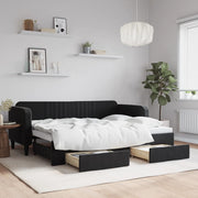 Slaapbank met onderschuifbed 80x200 cm fluweel zwart