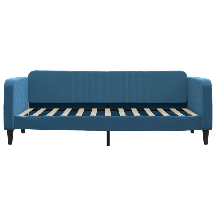 Slaapbank Met Onderschuifbed En Lades 90X200 Cm Fluweel Blauw 90 x 200 cm