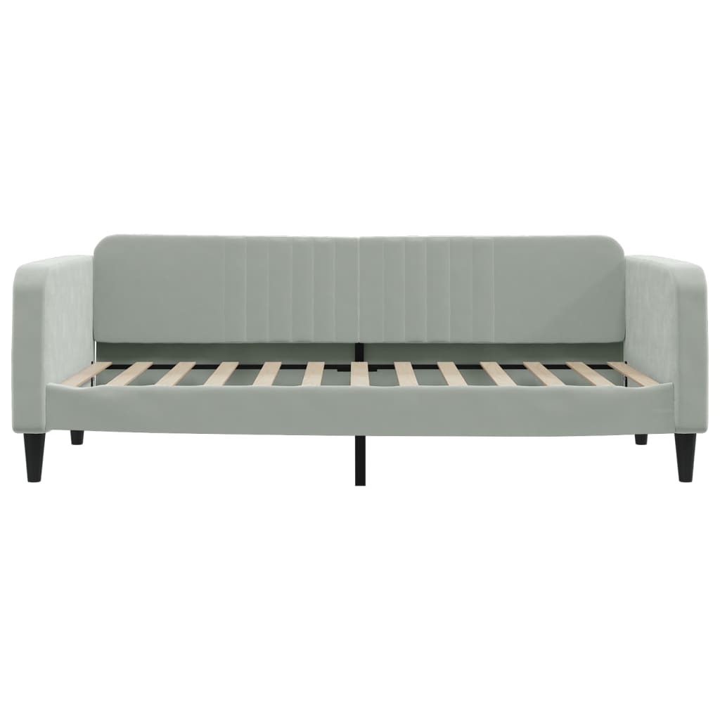 Slaapbank Onderschuifbed En Lades Fluweel Lichtgrijs 90 x 200 cm met onderschuifbed en lade