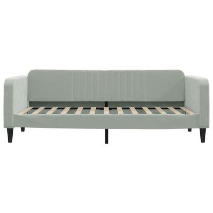 Slaapbank Onderschuifbed En Lades Fluweel Lichtgrijs 90 x 200 cm met onderschuifbed en lade