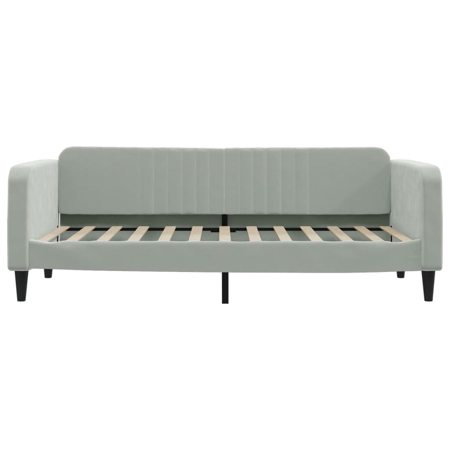 Slaapbank Onderschuifbed En Lades Fluweel Lichtgrijs 90 x 200 cm met onderschuifbed en lade