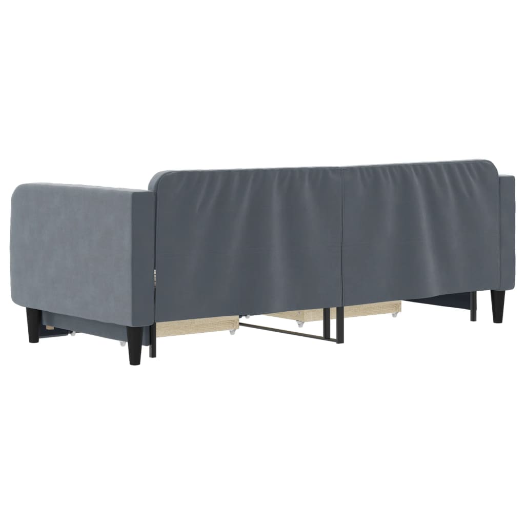 Slaapbank onderschuifbed en lades 90x200 cm fluweel donkergrijs